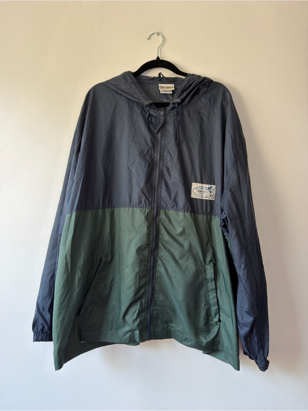 Walt Disney Men's Two-Tone Hooded Windbreaker Jacket - Navy & Olive